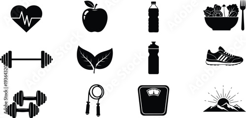 Healthy lifestyle icons