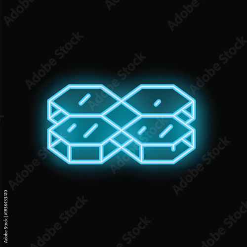 Neon blue hexagon pattern forming a futuristic glowing texture on black background