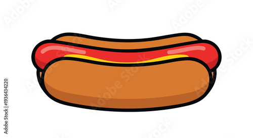 Classic Hot Dog with Mustard Vector Illustration