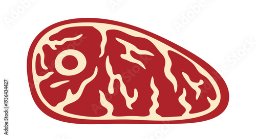Red Raw Meat Steak Vector Illustration