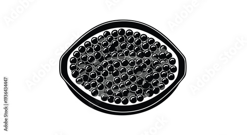 Black caviar in a serving dish vector icon