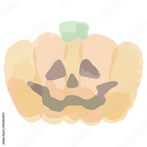 ジャックオランタンのかぼちゃ水彩イラスト 10月の幼稚園・保育園向けやさしい挿絵シリーズ