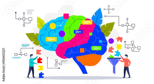 Creative brainstorming session with diverse individuals collaborating on innovative ideas and problem-solving strategies in a vibrant, abstract environment