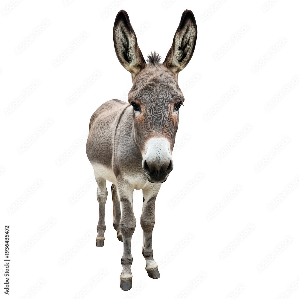 Fototapeta premium A majestic donkey standing gracefully with a long mane and tail, isolated on transparent background