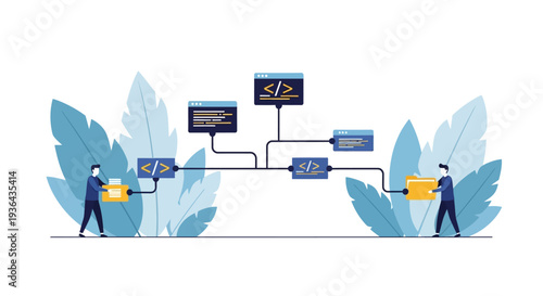 Logistics and transportation workers managing warehouse operations on a conveyor belt system with industrial machinery in the background