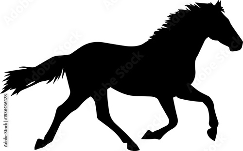 Horse Silhouette Running with Flowing Mane