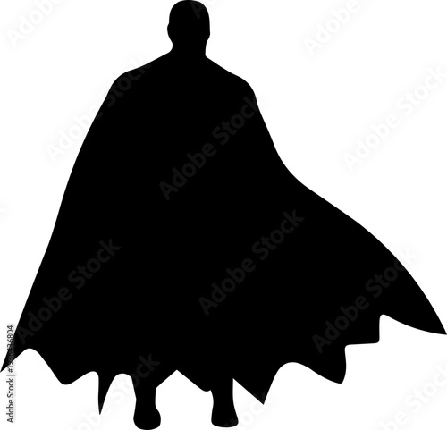 Superhero with Cape Silhouette Hero Character
