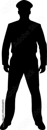 Police Officer Silhouette Standing Firm
