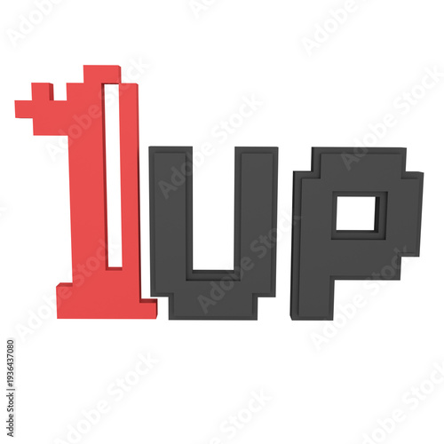 1 Up Icon 3D Illustration