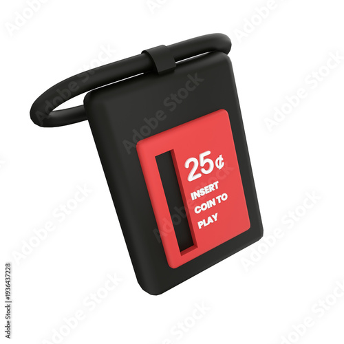 Insert Coin Button 3D Illustration