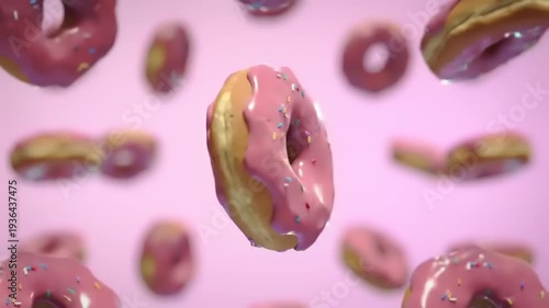 Wallpaper Mural Sprinkled Donuts Floating on Colorful Background. Torontodigital.ca