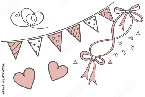 A pink and white heart themed party decoration