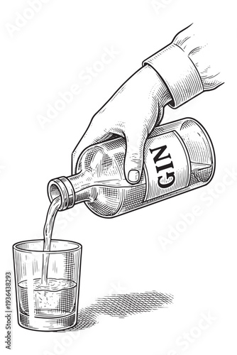 hand pouring gin into a glass
