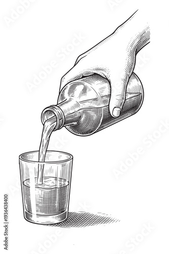 hand pouring gin into a glass