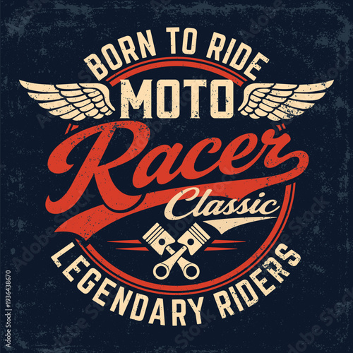 Classic Moto Racer – Vintage Motorcycle Textile Print Design for Bikers, Garage Enthusiasts and Retro Motorbike Culture