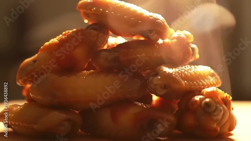 Wallpaper Mural Stacked hot chicken wings close up. Torontodigital.ca