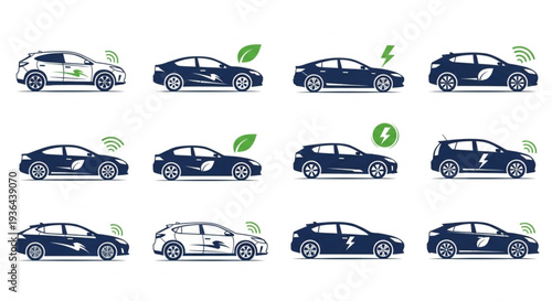 Electric Cars Illustration Set.
