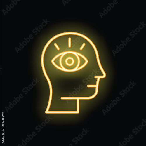 Neon sign representing the concept of third eye open and psychic abilities