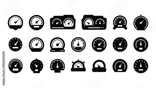 A collection of various car dashboard gauges and dials
