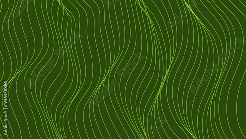 Seamless abstract green background with geometric wave lines and floral leaf patterns for a nature inspired vector wallpaper design