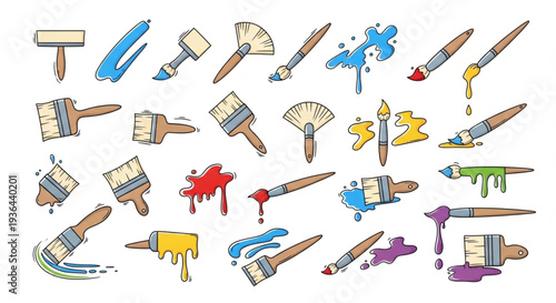 Colorful Paintbrushes and Painting Tools.