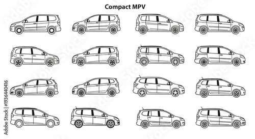 Compact MPV Vehicles in Various Angles.