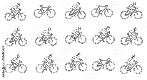 Cyclists Riding Bicycles in Formation.