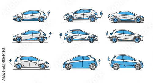 Electric Car Charging Process Illustration.