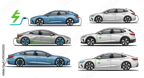 Electric Car Charging Stages Illustration.