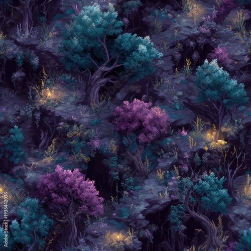 Enchanted Forest Wallpaper Design with Mystical Fantasy Elements