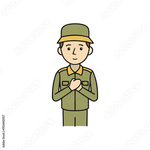 Military service member in green uniform for patriot day awareness