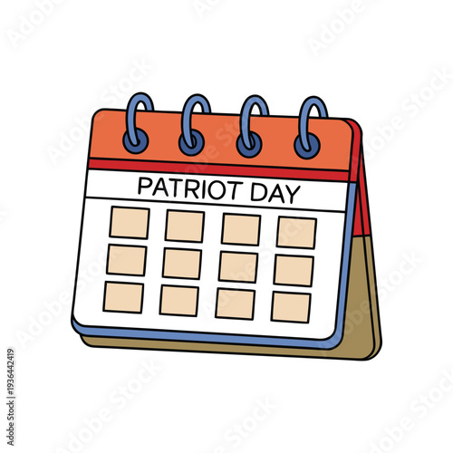 Patriot Day calendar schedule with spiral binding for annual events
