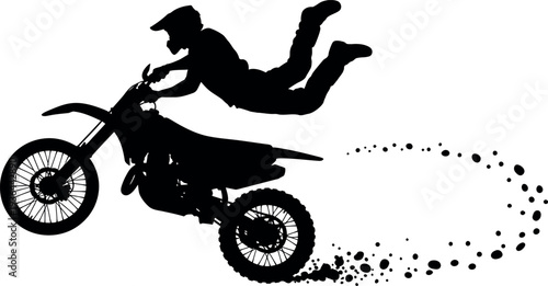 Sports silhouette of a motocross rider in action