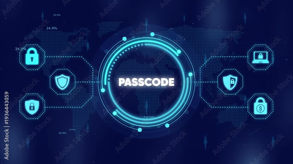 Passcode Hud Cyber security technology motion background featuring passcode ...