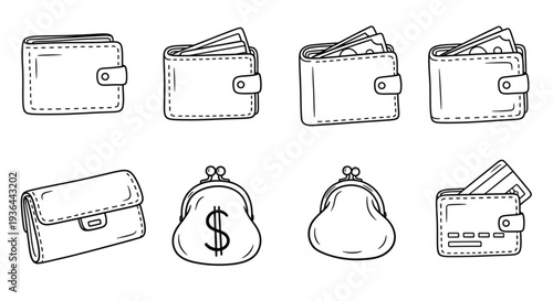 Hand Drawn Wallets and Purses.