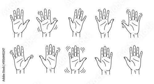 Hand Gestures Illustration Set Isolated.