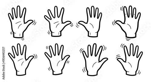 Hand Gestures Illustration Set.