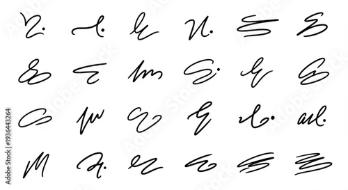 Handwritten Alphabet Letters on White.