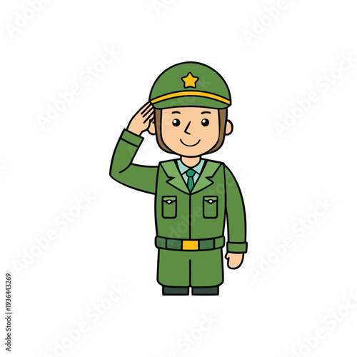 Smiling military man saluting in uniform Patriot Day respect
