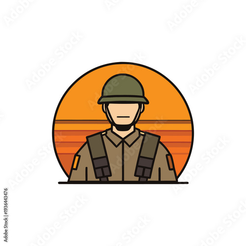 Soldier portrait with sunset background for patriot day remembrance