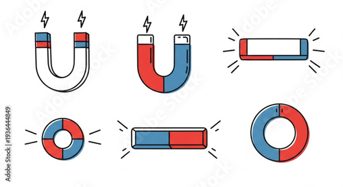 Magnetic Objects with Red Blue Poles.