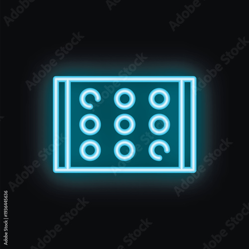 Blue neon sign representing a landolt c eye test chart, for healthcare professionals