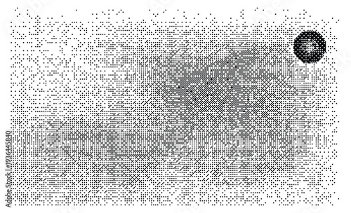 Vector illustration of a bitmap dither texture pattern with a circular design element
