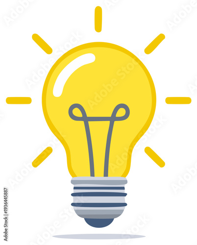 Glowing Yellow Light Bulb Icon for Idea, Innovation, and Creativity