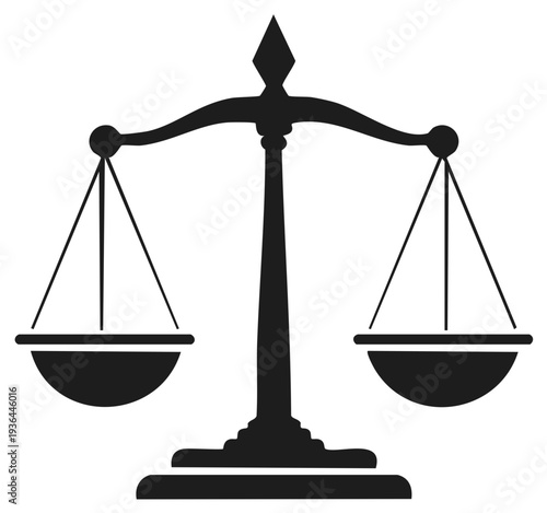 Classic scales of justice silhouette icon symbolizing law balance and fairness legal equality