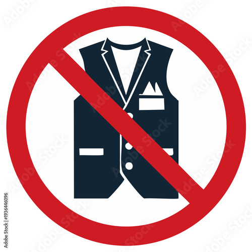 No Vests Allowed Symbol Sign of Restriction Warning Prohibition Flat Vector