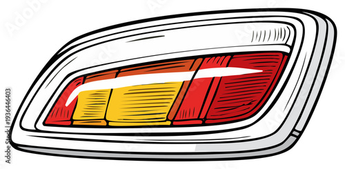 Cartoon car taillight with red, yellow, and orange light