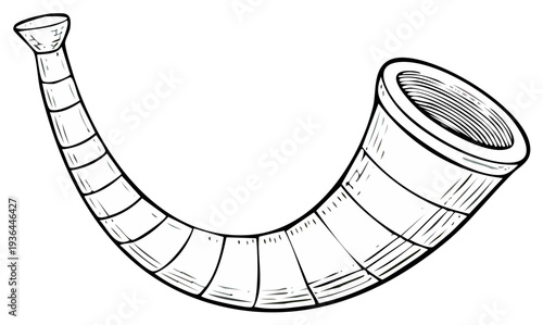 Cartoon Sketch of a Musical Hunting Horn Instrument Illustration