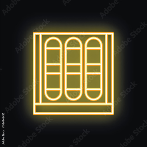 Glowing neon line vending machine icon isolated on black background. Vector illustration