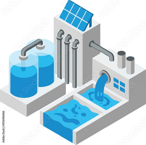 Industrial Water Treatment Plant Machinery and Pipes.